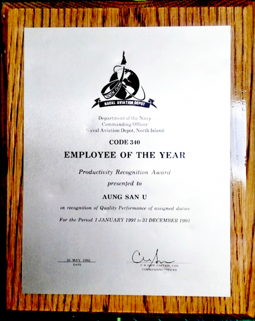 Employee of the year award for 1991 